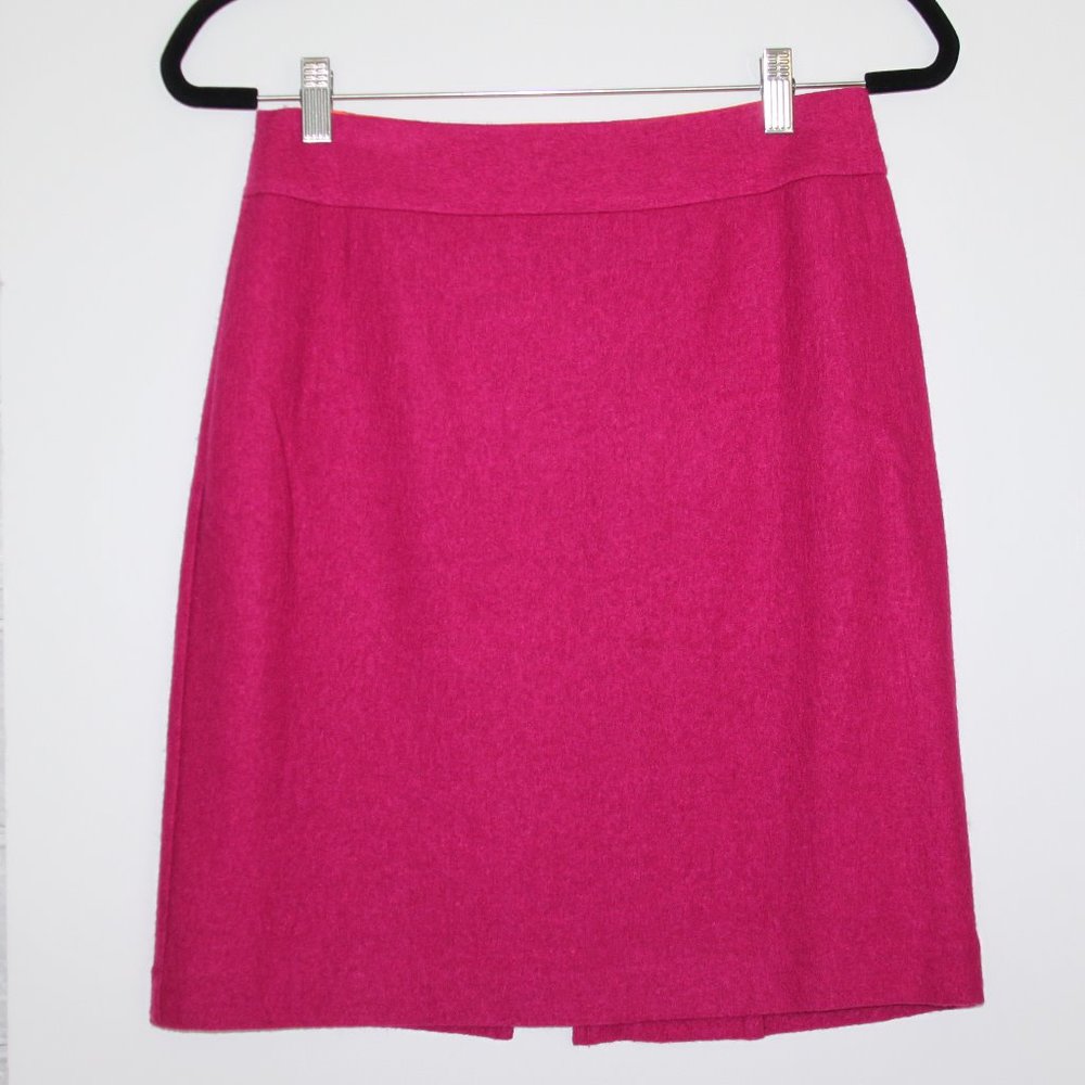 Fuchsia Wool Blend Straight Skirt